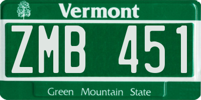 VT license plate ZMB451