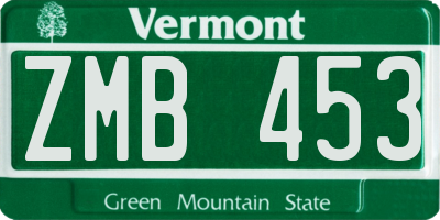 VT license plate ZMB453