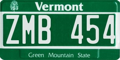 VT license plate ZMB454