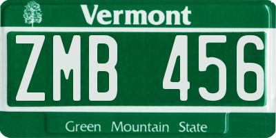 VT license plate ZMB456