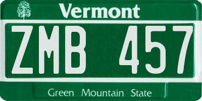 VT license plate ZMB457