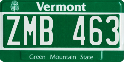 VT license plate ZMB463