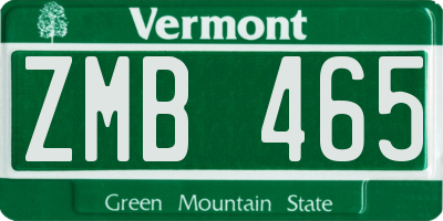 VT license plate ZMB465