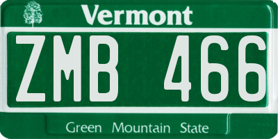 VT license plate ZMB466