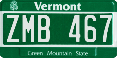 VT license plate ZMB467