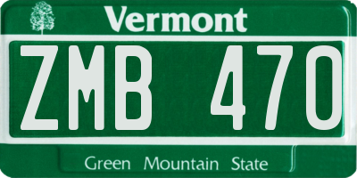 VT license plate ZMB470