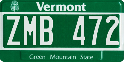 VT license plate ZMB472