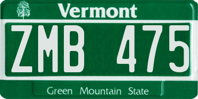 VT license plate ZMB475