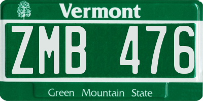 VT license plate ZMB476