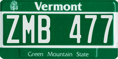 VT license plate ZMB477