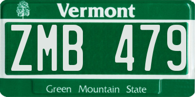 VT license plate ZMB479