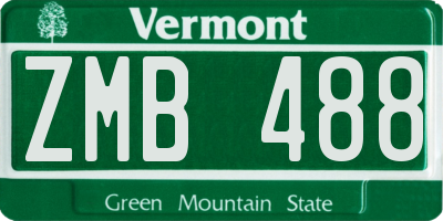 VT license plate ZMB488