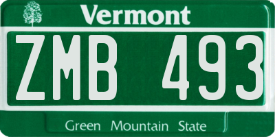 VT license plate ZMB493
