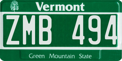 VT license plate ZMB494