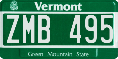 VT license plate ZMB495