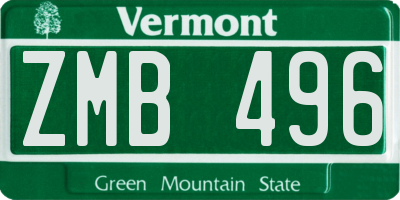 VT license plate ZMB496