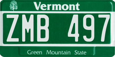 VT license plate ZMB497