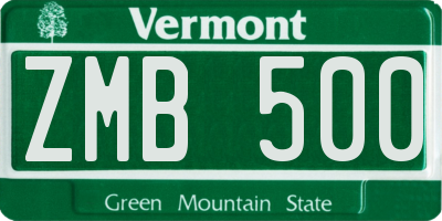 VT license plate ZMB500