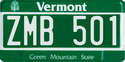 VT license plate ZMB501