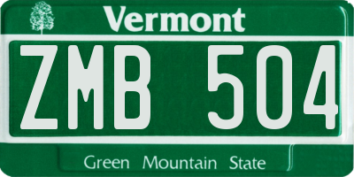 VT license plate ZMB504