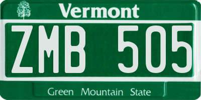 VT license plate ZMB505