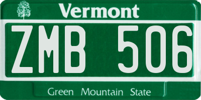 VT license plate ZMB506