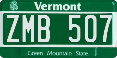 VT license plate ZMB507