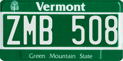 VT license plate ZMB508