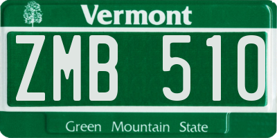 VT license plate ZMB510