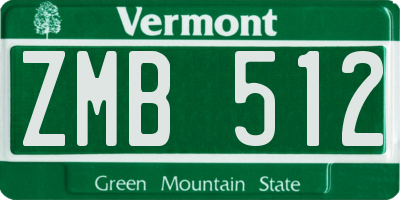VT license plate ZMB512