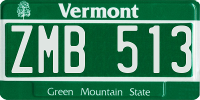 VT license plate ZMB513