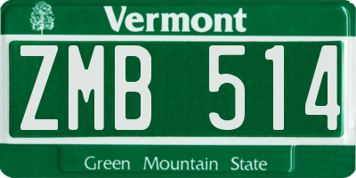 VT license plate ZMB514