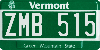 VT license plate ZMB515