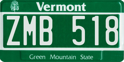 VT license plate ZMB518