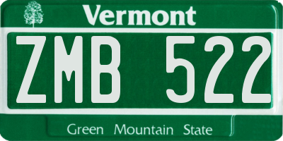 VT license plate ZMB522