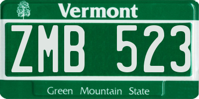 VT license plate ZMB523