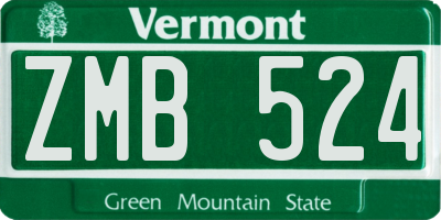 VT license plate ZMB524