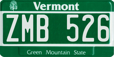 VT license plate ZMB526