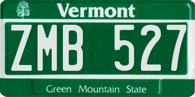VT license plate ZMB527