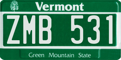VT license plate ZMB531