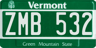 VT license plate ZMB532