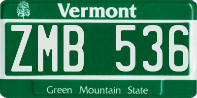 VT license plate ZMB536