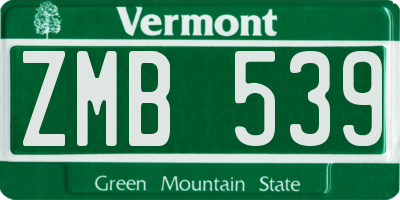VT license plate ZMB539