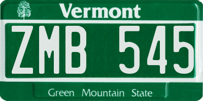 VT license plate ZMB545