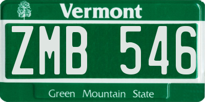VT license plate ZMB546