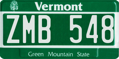 VT license plate ZMB548