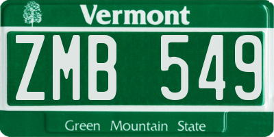 VT license plate ZMB549