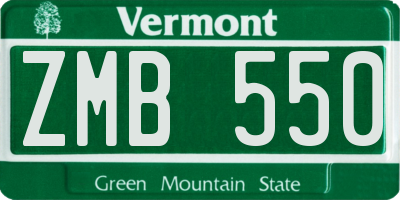VT license plate ZMB550