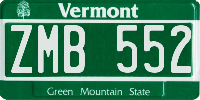 VT license plate ZMB552