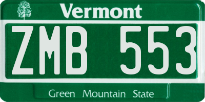 VT license plate ZMB553